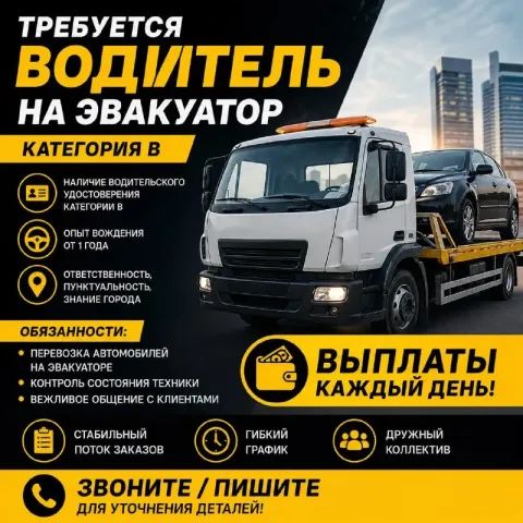 Требуется водитель на эвакуатор (категория b) донецк в стабильную компанию требуется водитель для ра... - фотография