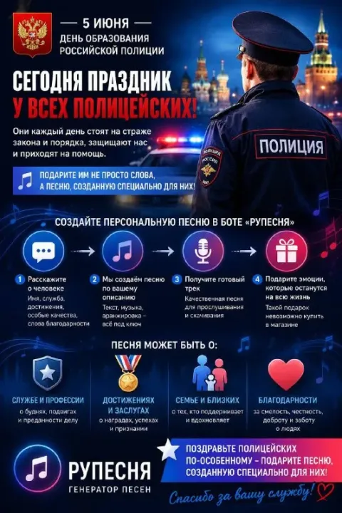 🚔 у каждого полицейского тысячи историй службы. но только одна может стать песней. 🎵 сегодня, в день... - фотография