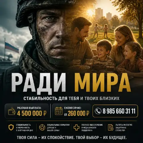🎖Служба по контракту 🎖
🇷🇺В вооруженных силах рф 🇷🇺

✅Полное сопровождение. Регион прописки значения ... - фотография