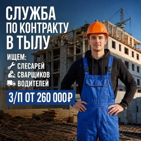 Требуются слесари, сварщики, водители в тыл

🔥 Зарплата от 235 000 рублей
🔥 Сразу выплата от 3 000 0... - фотография