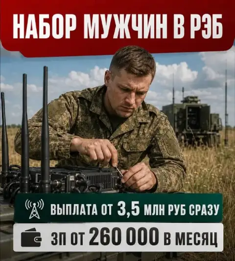 Набор в рэб: служба в тылу с выплатами до 4,5 млн рублей
Идет срочный набор специалистов радиоэлектр... - фотография