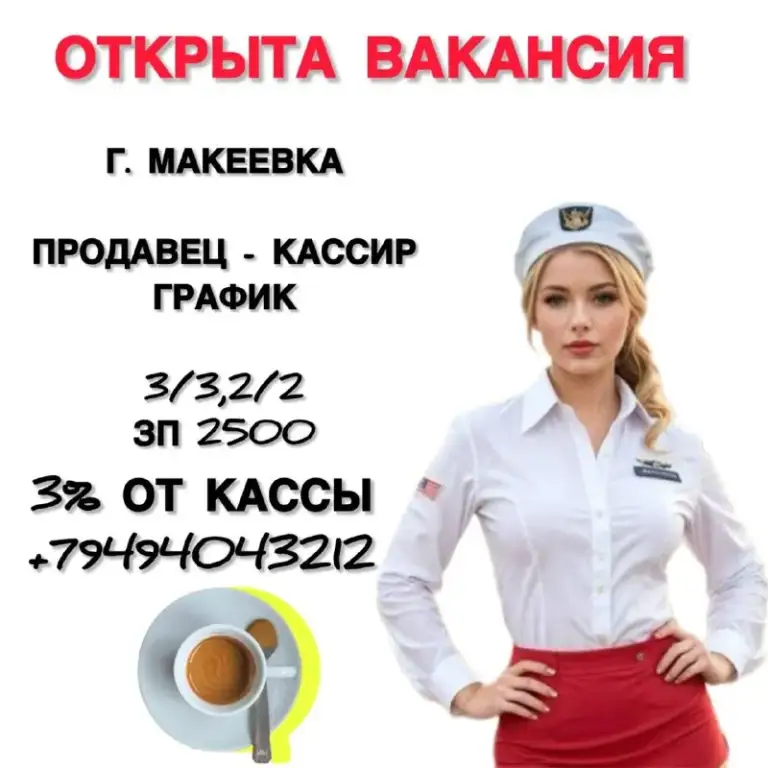 Открыта вакансия
Г. Макеевка
Продавец универсал
График
3/3,2/2
Зп 2500 выход
+3% От кассы
+79494043212 - фотография - 1