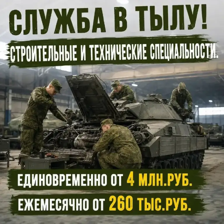 Ищете стабильность и хотите дать своей семье всё лучшее? Есть надёжное решение.
Контрактная служба в тылу — это гарантированная государственная поддержка, максимальный уровень дохода и полная финансовая защищенность вашей семьи.
Для работы требуются опытные специалисты и мастера своего дела на тыловые должности:
✅ Водители (кат. C, d, e) и автомеханики
✅ Сварщики, слесари, мастера по ремонту и обслуживанию техники
✅ Логисты, кладовщики, специалисты материально-технического обеспечения
✅ Повара, фельдшеры и другие технические направления
➡️ Узнать подробности и оставить заявку: https://clck. Ru/3vxu98
Финансовая защита и гарантии для вас и вашей семьи:
От 3 500 000 рублей — крупная единовременная выплата сразу при подписании контракта.
От 260 000 рублей ежемесячно — стабильный, гарантированный доход без задержек.
Полное списание кредитов до 10 млн рублей и заморозка всех исполнительных производств — начните финансовую жизнь с чистого листа.
Полное обеспечение: проживание, питание, экипировка, качественное медицинское страхование и статус ветерана.
Обеспечьте своей семье достойное настоящее и уверенное будущее, применив свой профессиональный опыт там, где его ценят по достоинству.
Узнайте, какие тыловые вакансии доступны сейчас и какие выплаты предусмотрены в вашем регионе.
➡️ Оставить заявку на бесплатную консультацию (2 минуты): https://clck. Ru/3vxu98 - фотография - 1