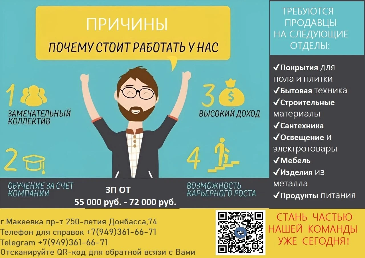 Требуется на работу в тц «галактика» г. макеевка, пр-кт 250-летия донбасса, 74 продавец в отделы: ✔п... - фотография